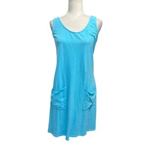 NWT Fresh Produce Womens Size S Blue Sleeveless Knit Dress Pockets Comfort USA
